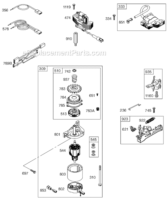 Page E Diagram and Parts List for 129H00SERIES 0005-0185 Briggs and Stratton Engine